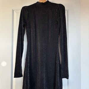 Francesca's Collections Shimmering Black Long Sleeve Dress